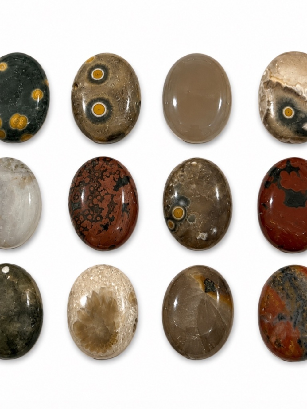 Ocean Jasper Oval Beads 15 × 12mm – Madagascar – Set of 11